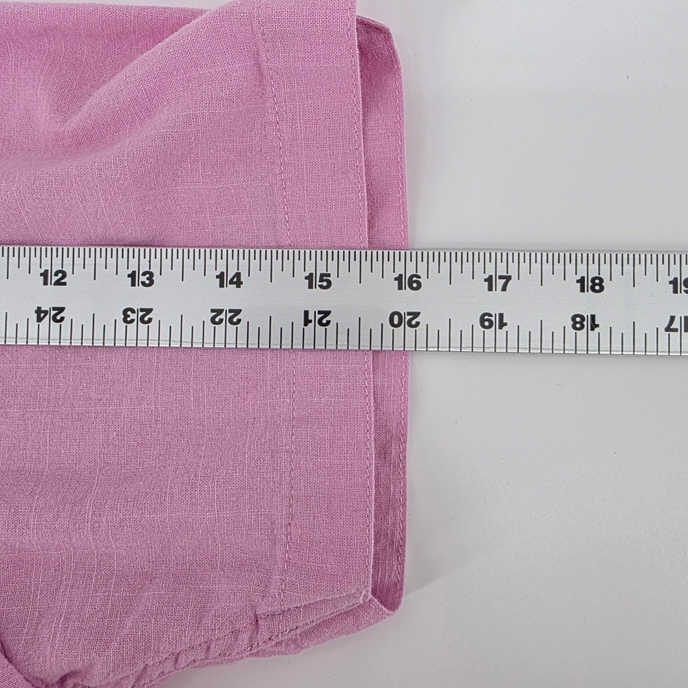 JEKAOYI Button Down Shirt Mens L Minimalist Cotton Linen Shrt Sleeve Pink Summer - Picture 6 of 9